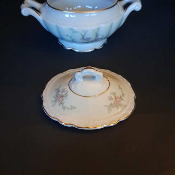 Arcadian Porcelain Fine China Old Rose Sugar Bowl Lidded Floral - Picture 8 of 15